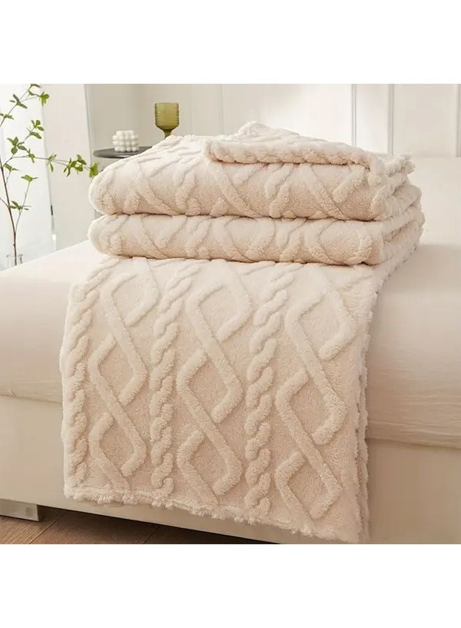 Pink Ultra Soft Lamb Fleece Throw Blanket Thick Warm Plush 3D Design For Bed Couch Travel - Image 4